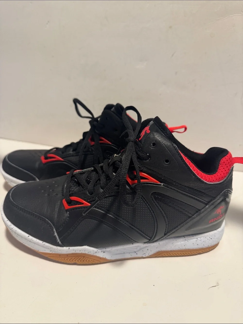 And1 Kids Black and Red High-Top Sneakers